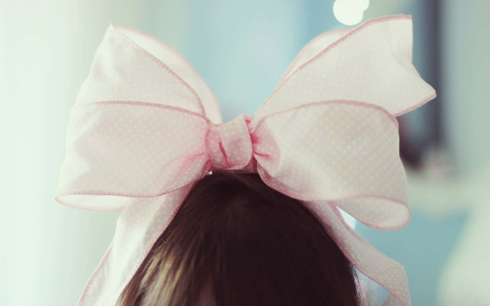 Pink Polka Dot Bow Headband Wallpaper