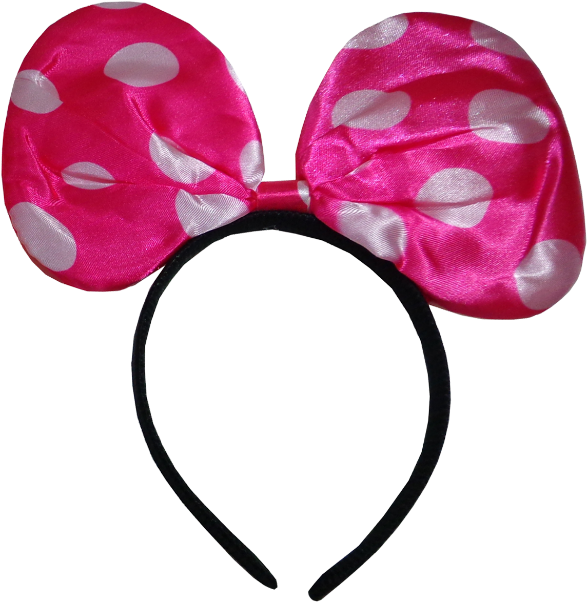 Pink Polka Dot Bow Headband PNG