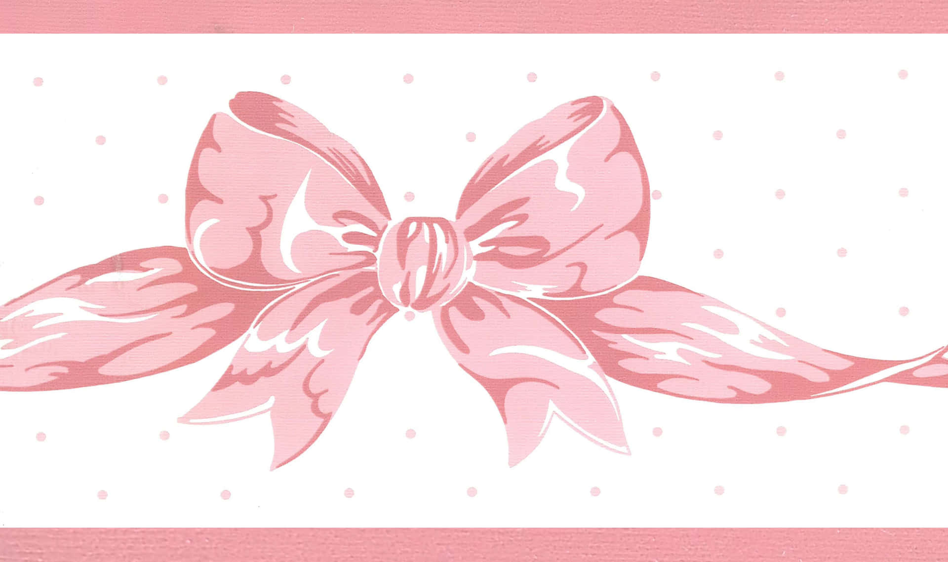 Pink Polka Dot Bow Illustration Wallpaper