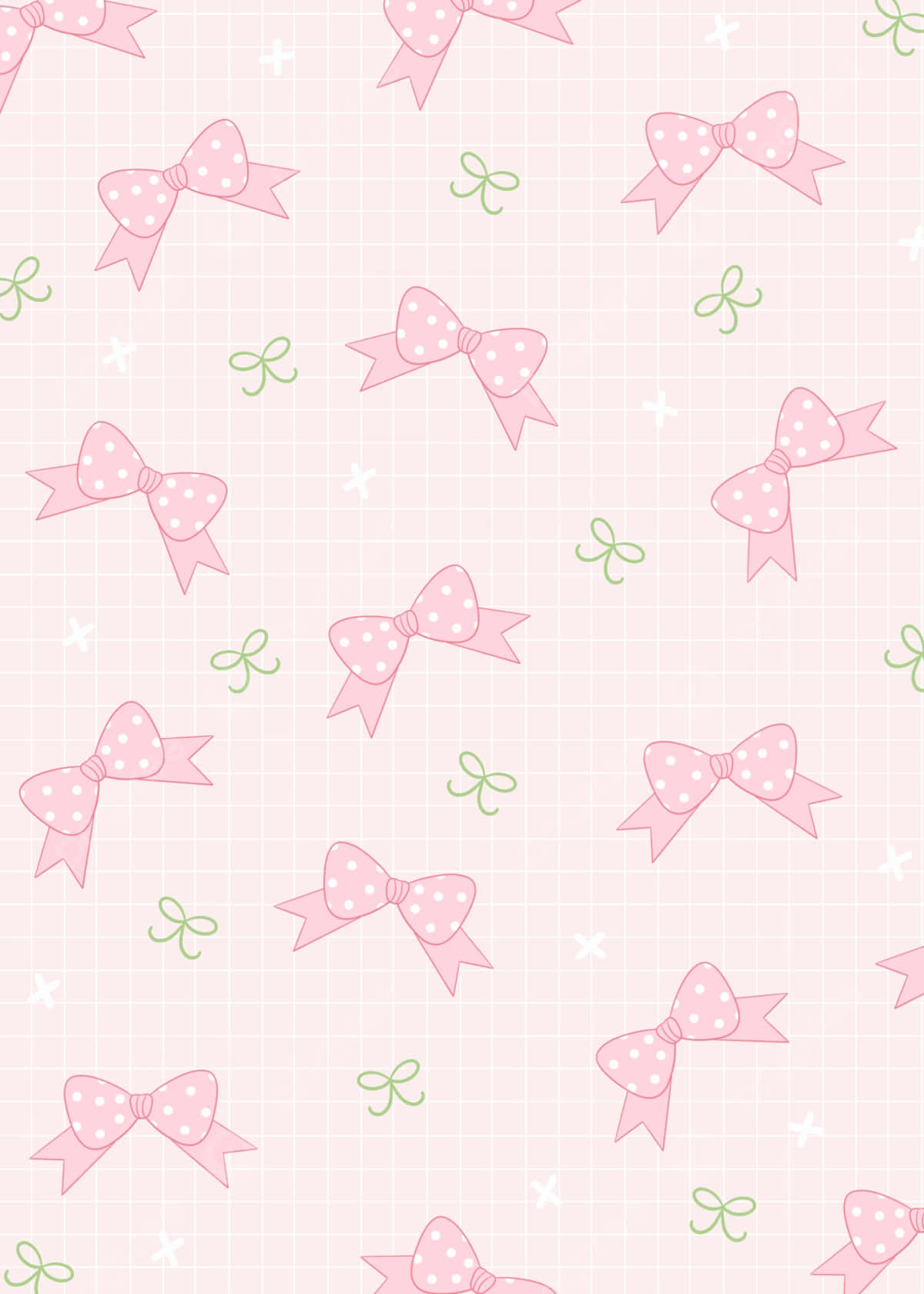 Pink Polka Dot Bows Pattern Wallpaper