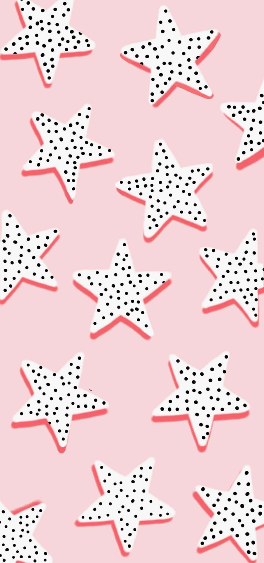 Pink Polka Dot Stars Pattern Wallpaper