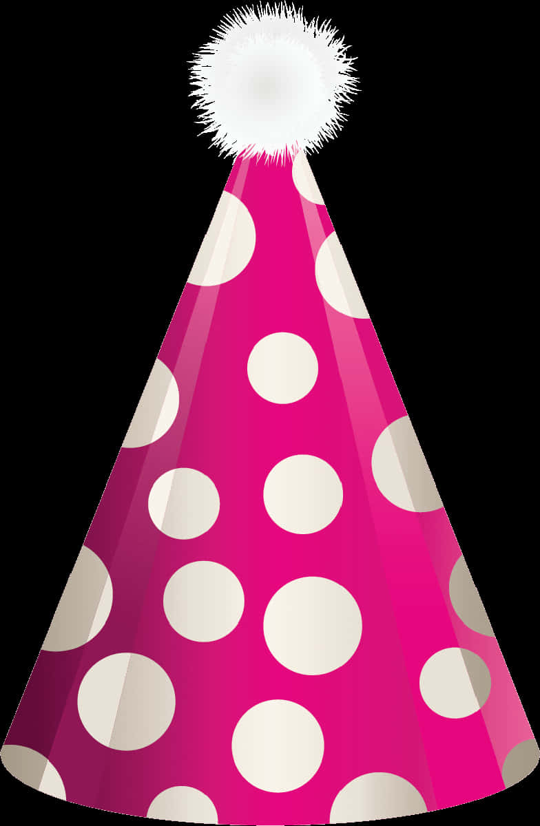 Pink Polka Dotted Party Hat PNG