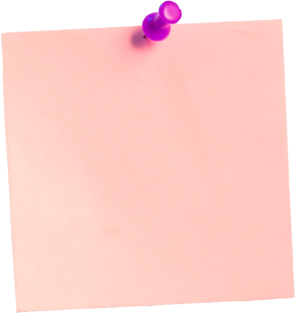 Pink Post It Notewith Purple Push Pin PNG