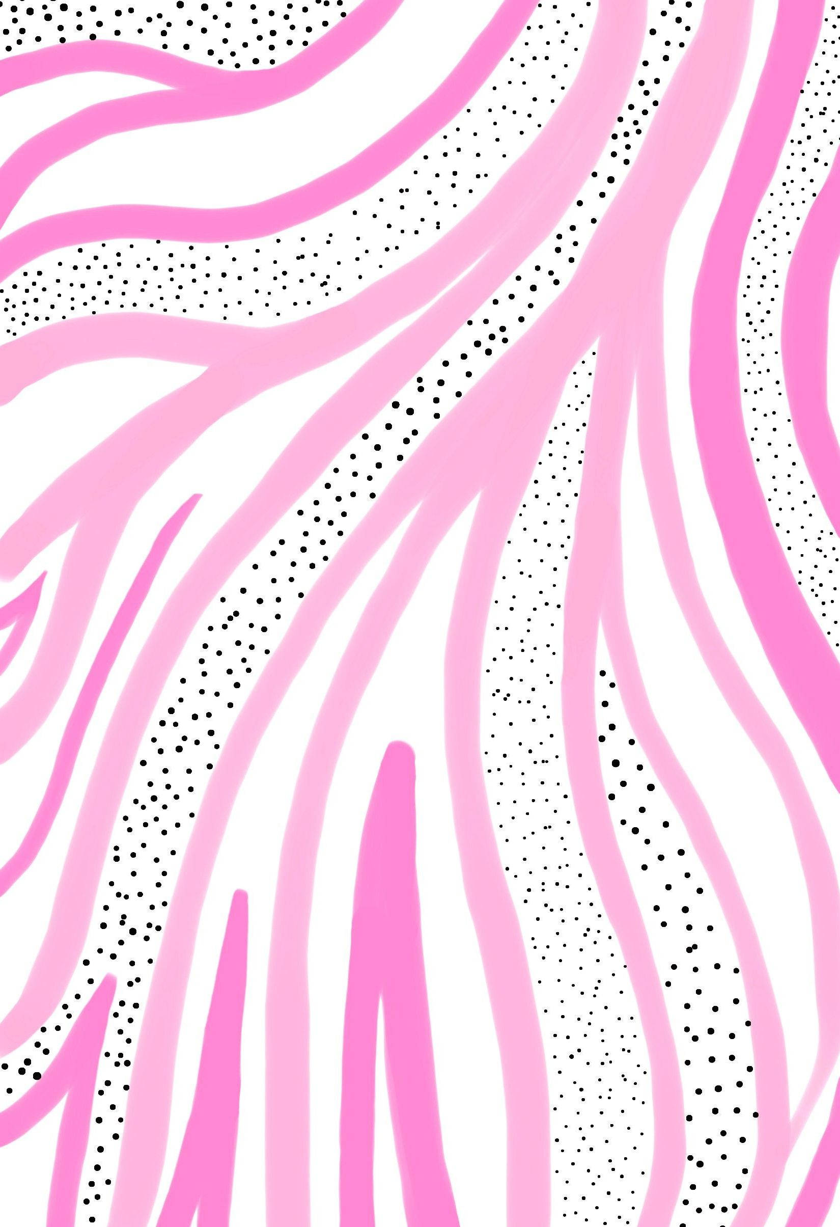 Pink Preppy PFP Line Strokes And Dots Wallpaper