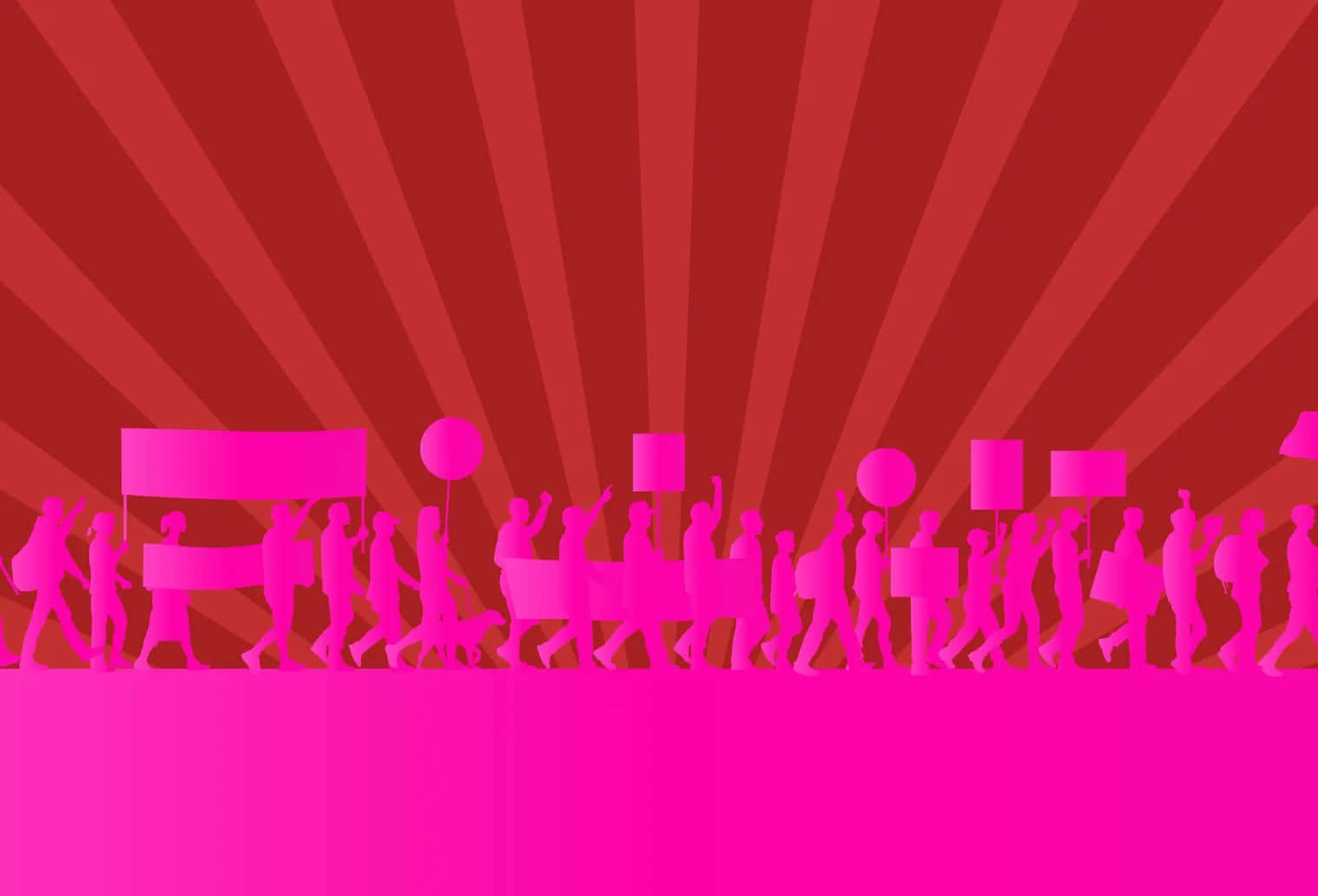 Pink Protest Silhouettes Wallpaper