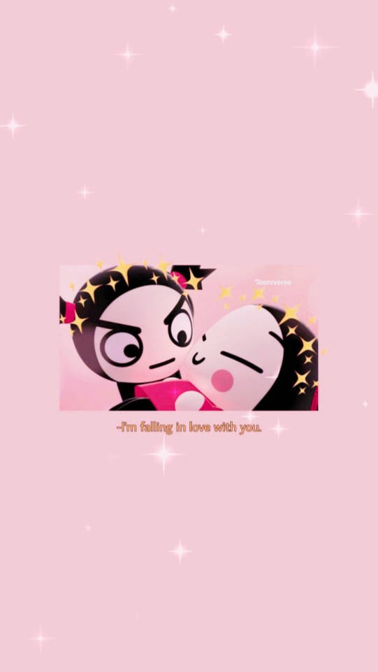 Pink Pucca In Garu's Arms Background