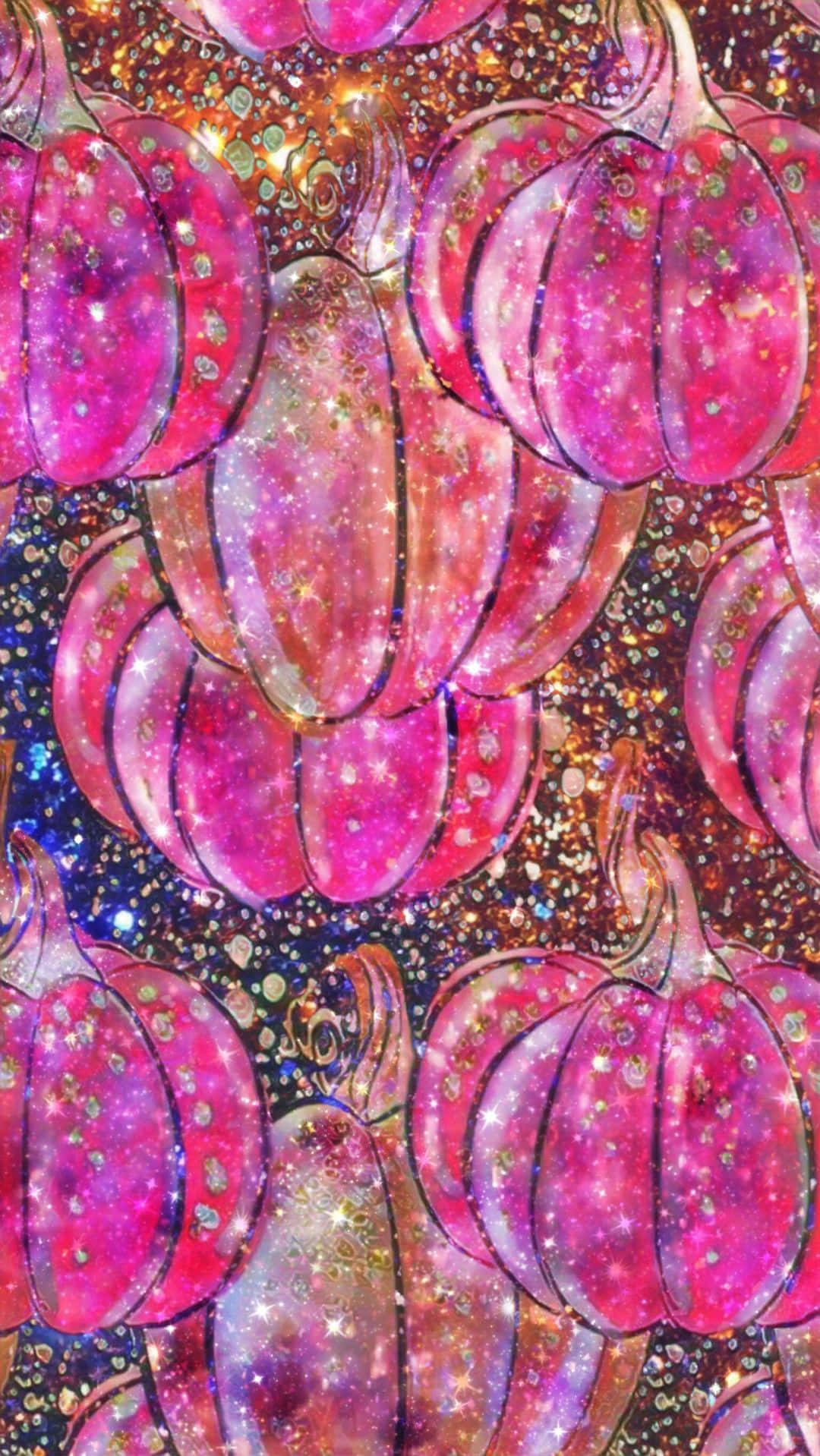 Einehelle Und Gruselige Rosa Kürbis Wallpaper