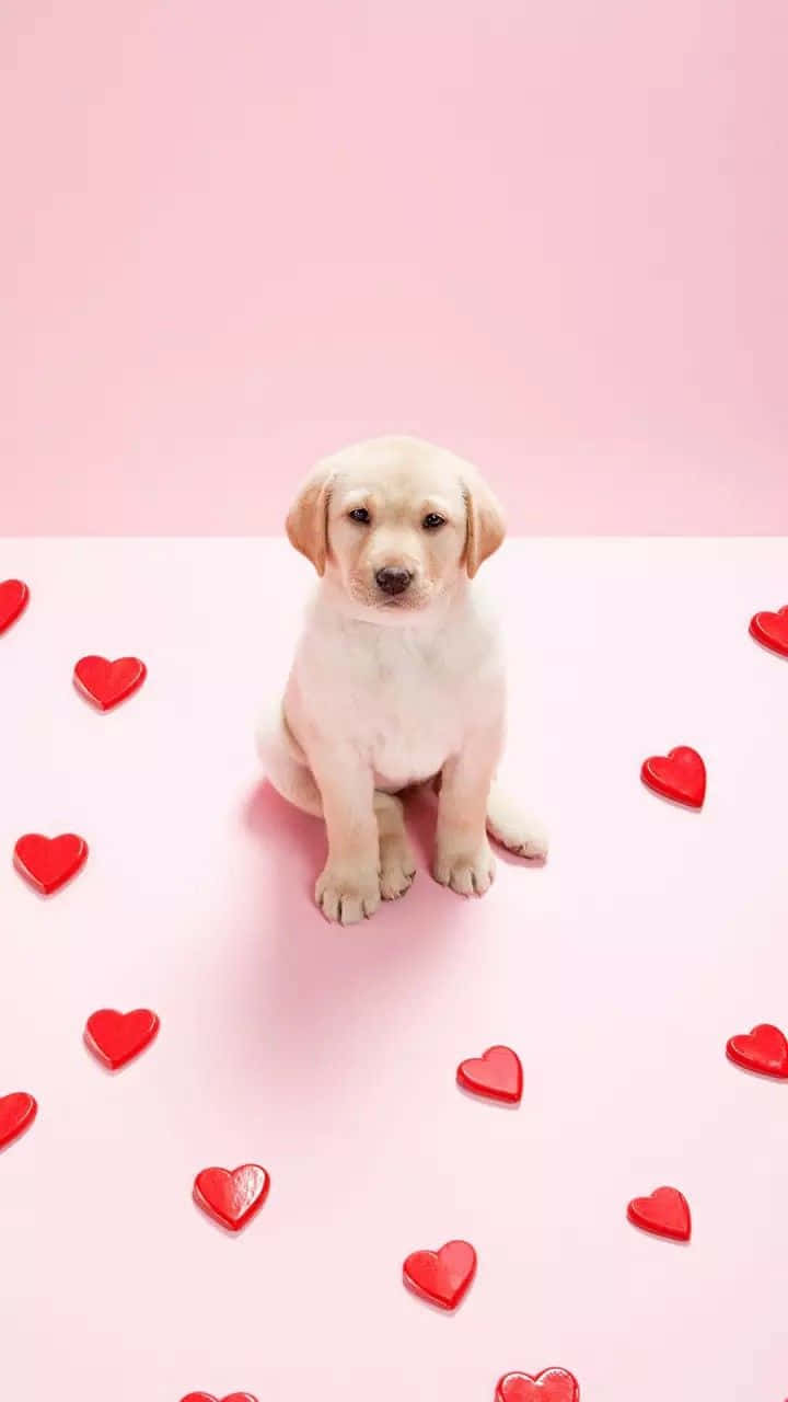 Adorable pink puppies play together in a garden Wallpaper