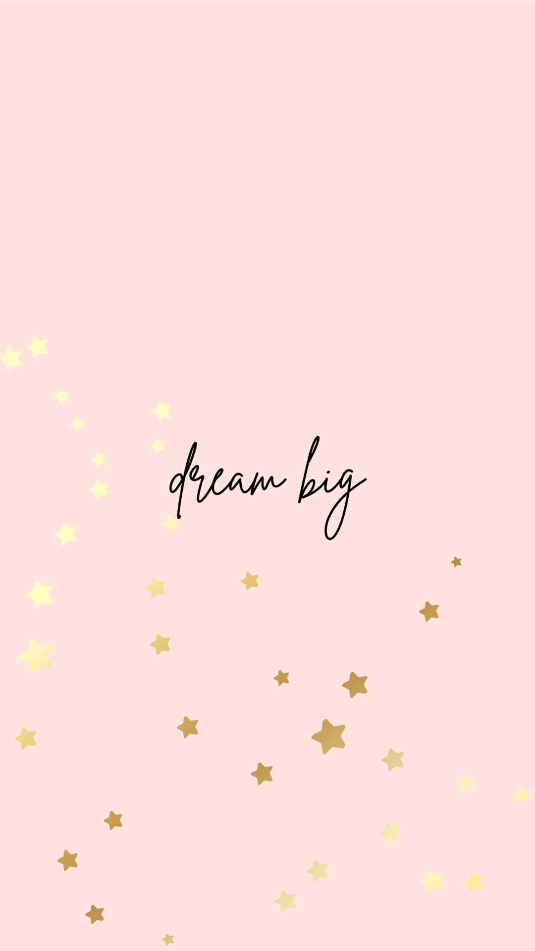 Drøm stort - pink baggrund med guldstjerner Wallpaper