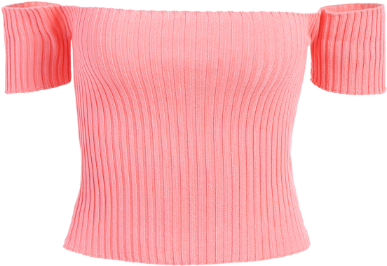 Download Pink Ribbed Off Shoulder Crop Top | Wallpapers.com