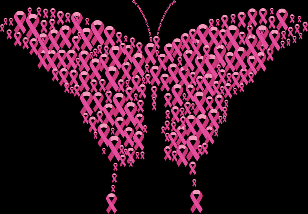 Pink Ribbon Butterfly Awareness PNG