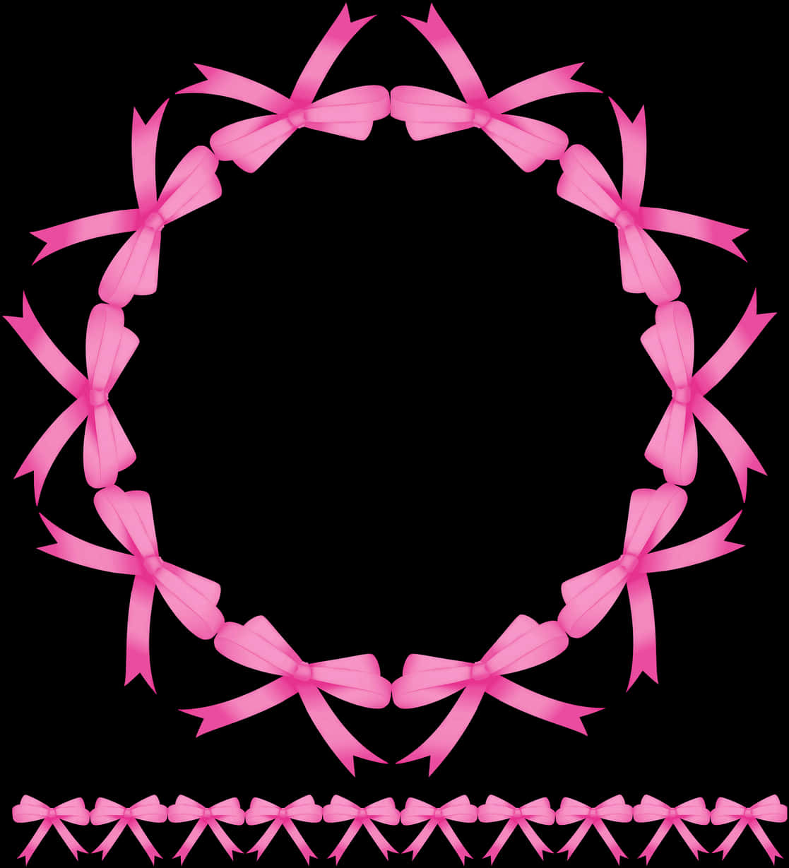 Pink Ribbon Frame Black Background PNG