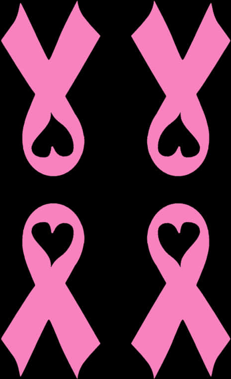 Pink Ribbon Heart Pattern Breast Cancer Awareness PNG