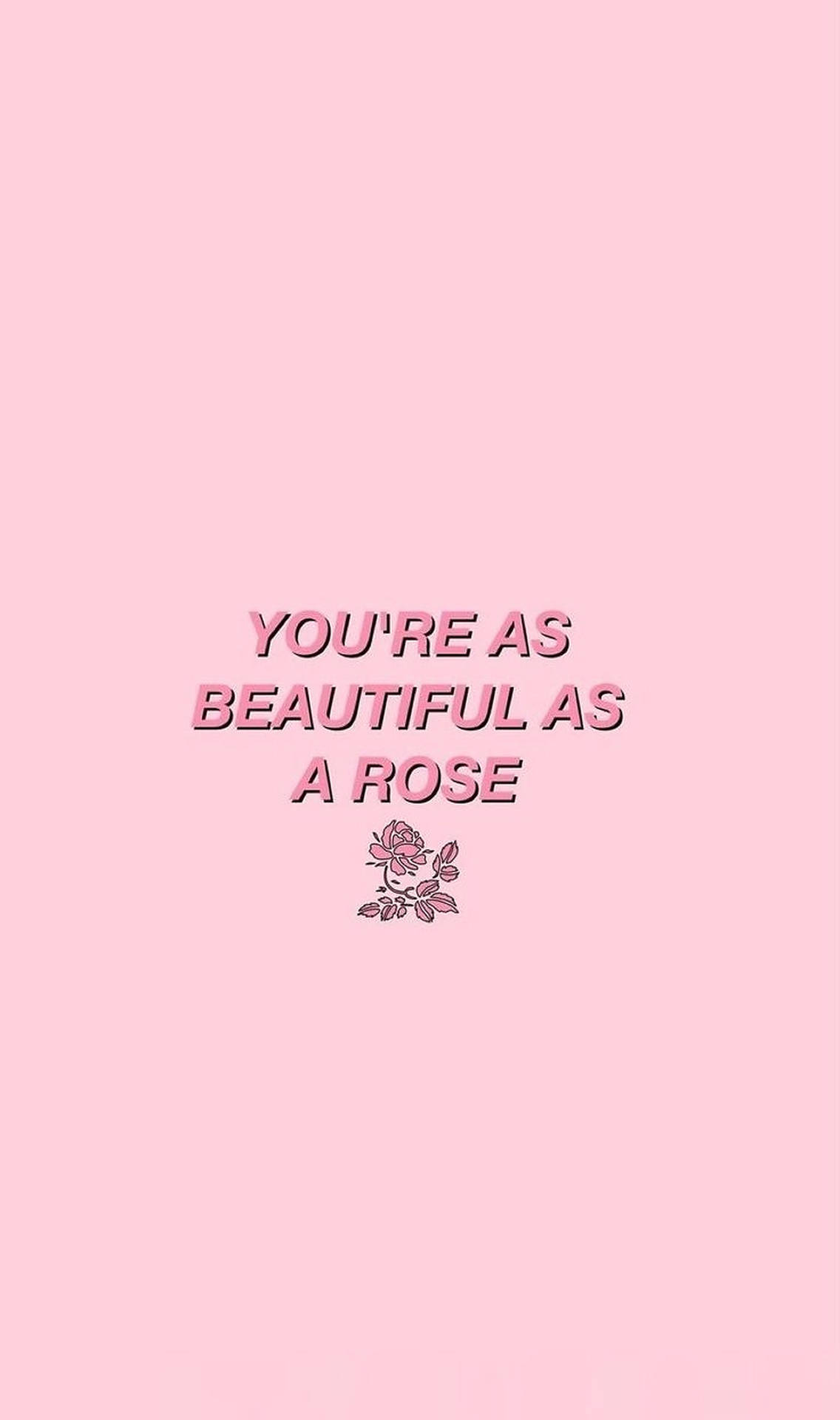 Pink Rose Aesthetic Words Background