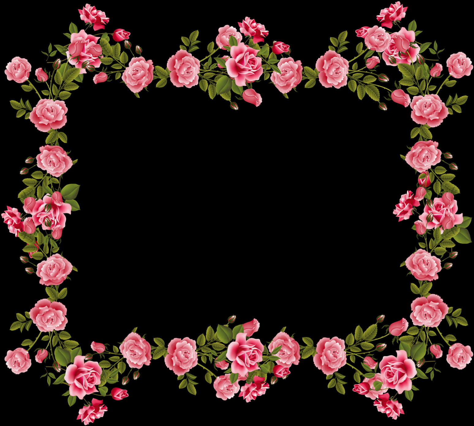 Pink Rose Arabesque Frame Design PNG