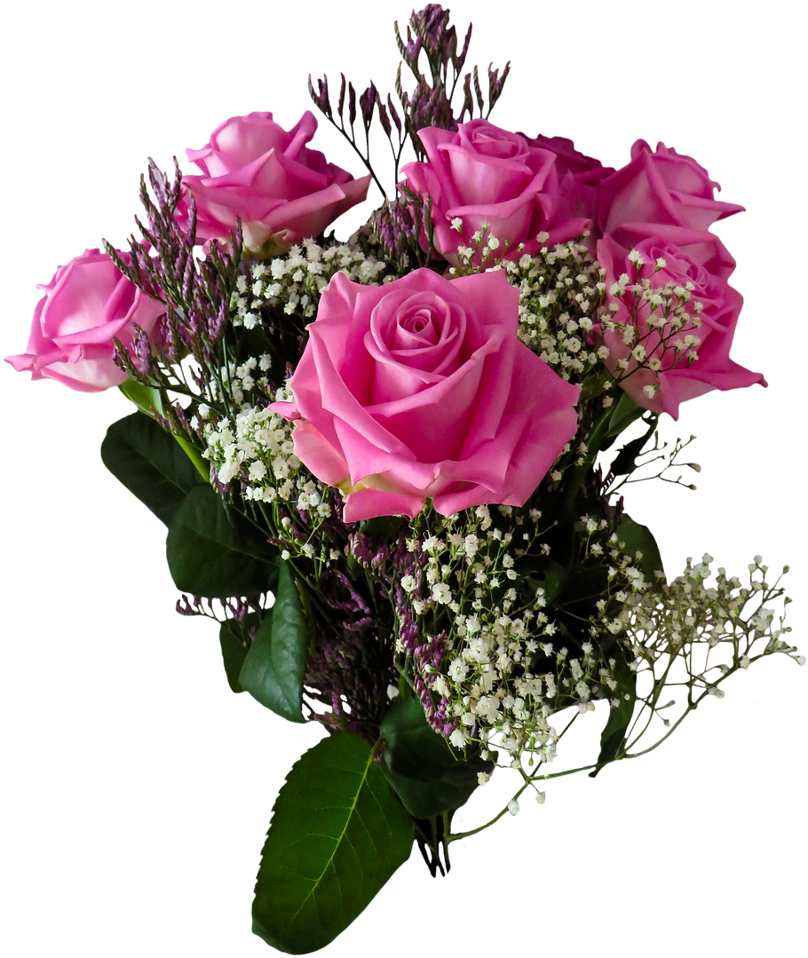 Pink Rose Birthday Bouquet PNG