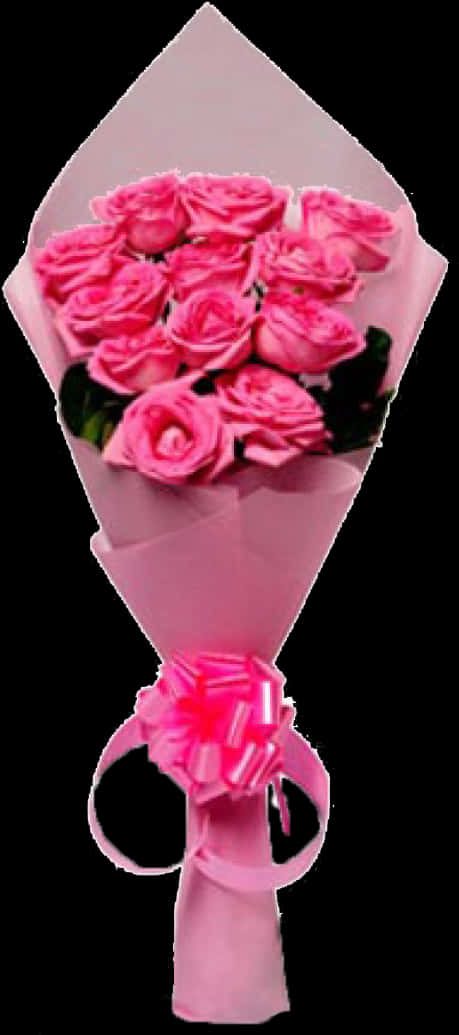 Pink Rose Bouquetwith Bow PNG