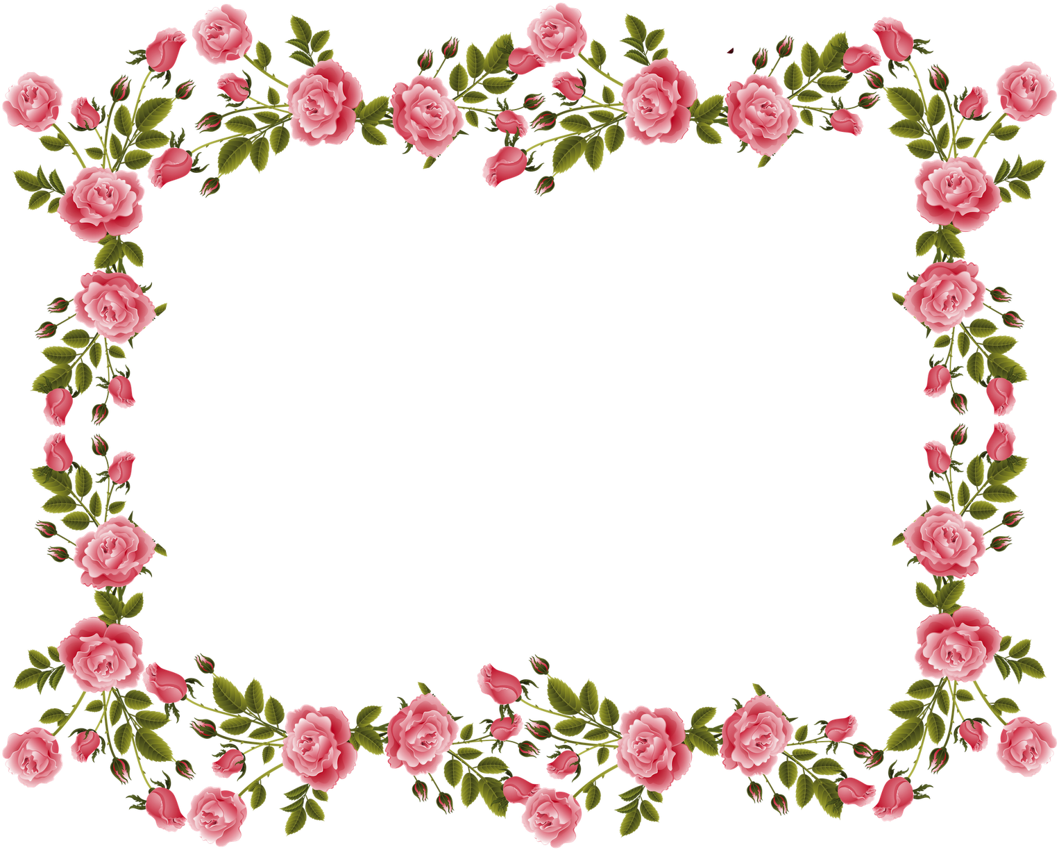 Pink Rose Floral Border Design PNG