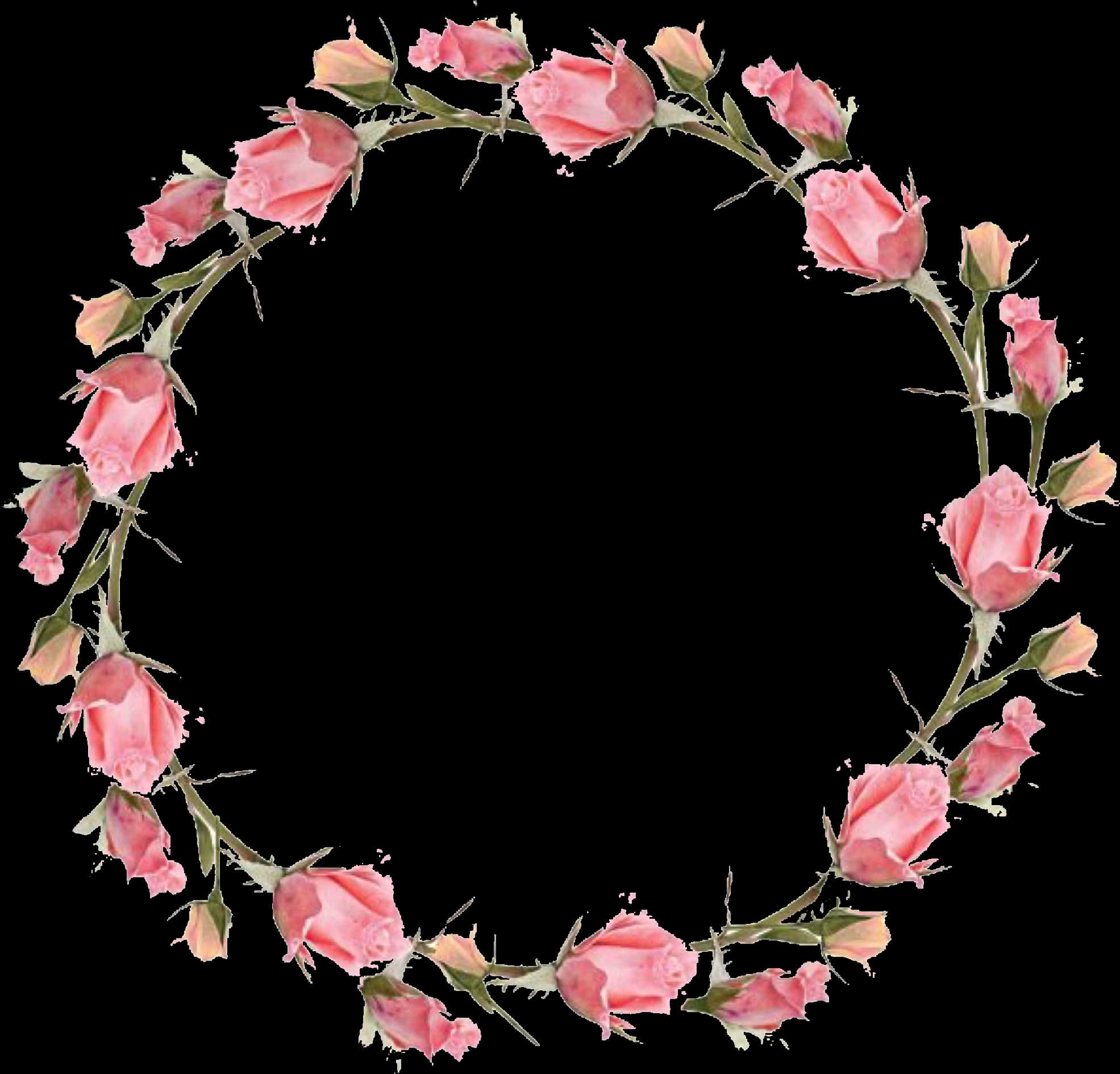 Pink Rose Frame Circle PNG
