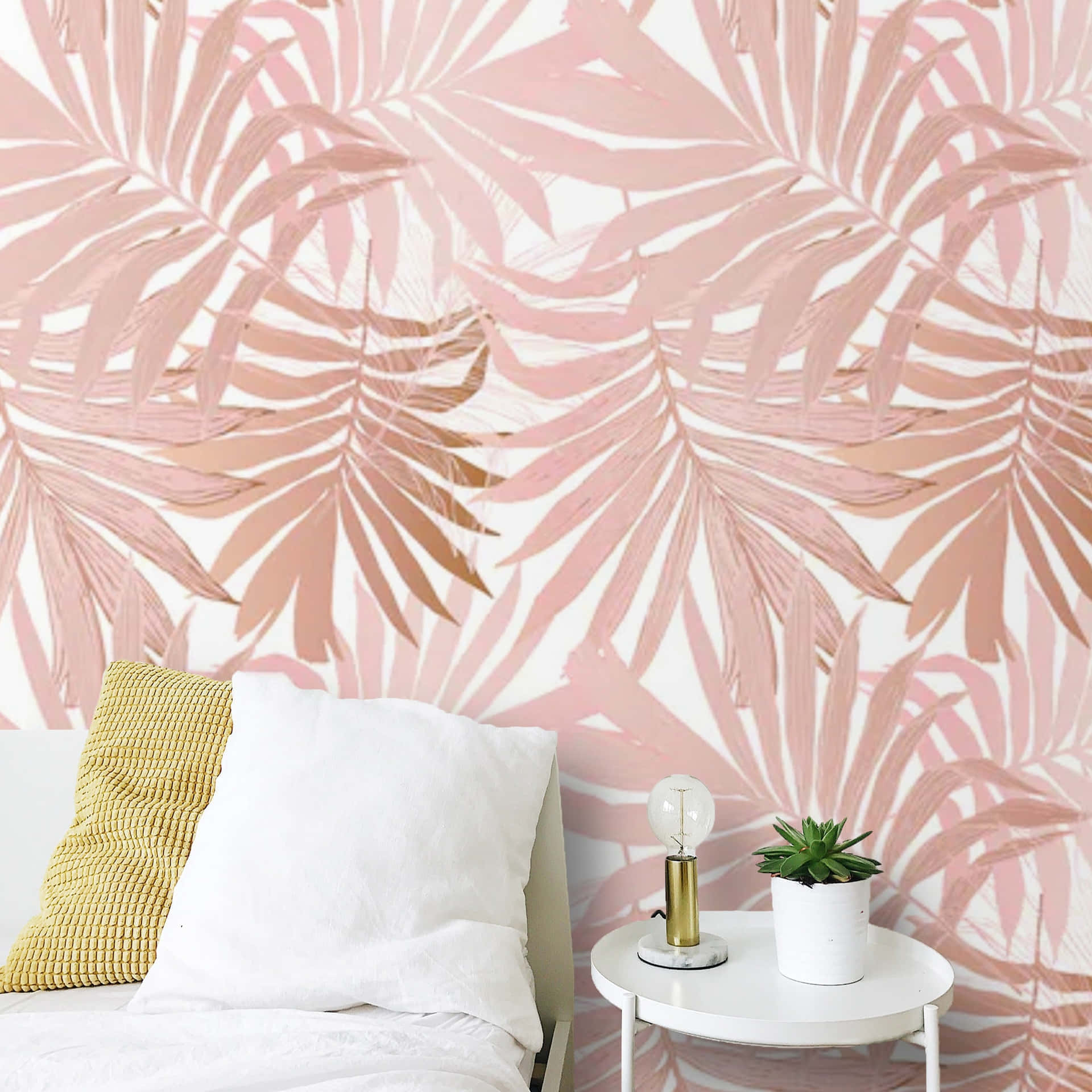 Smuk Pink Rose Gold Geometrisk Vinyl Tapet Wallpaper