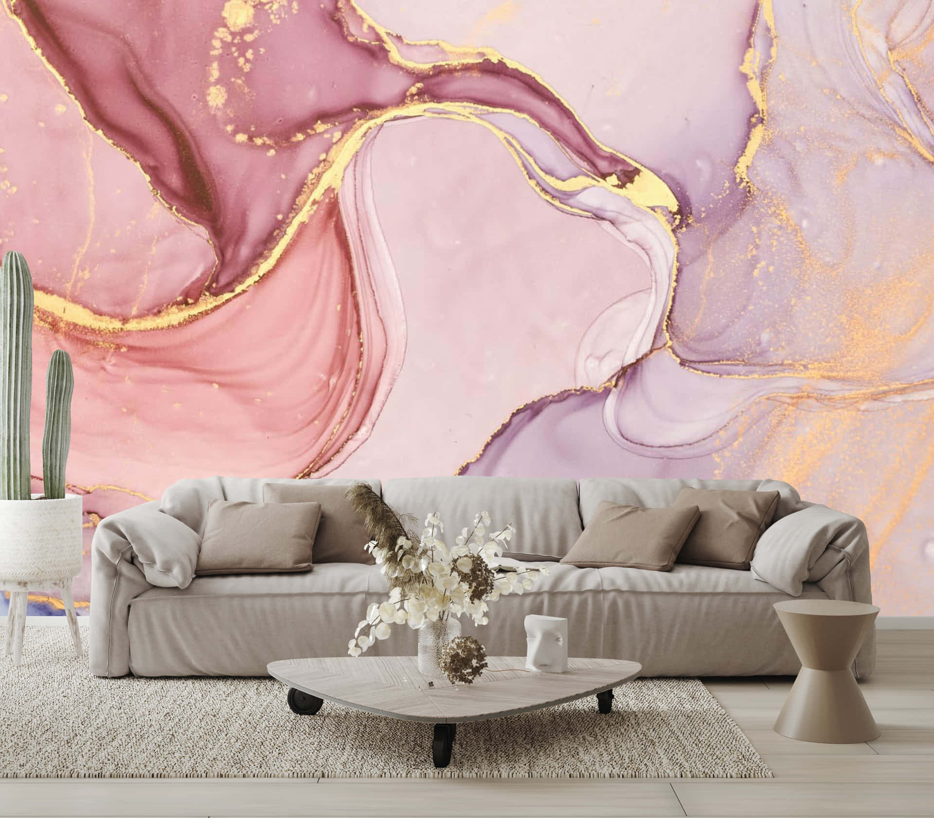 Einlebhaftes Rosa-roségoldenes Hintergrundbild Mit Glänzendem Finish. Wallpaper