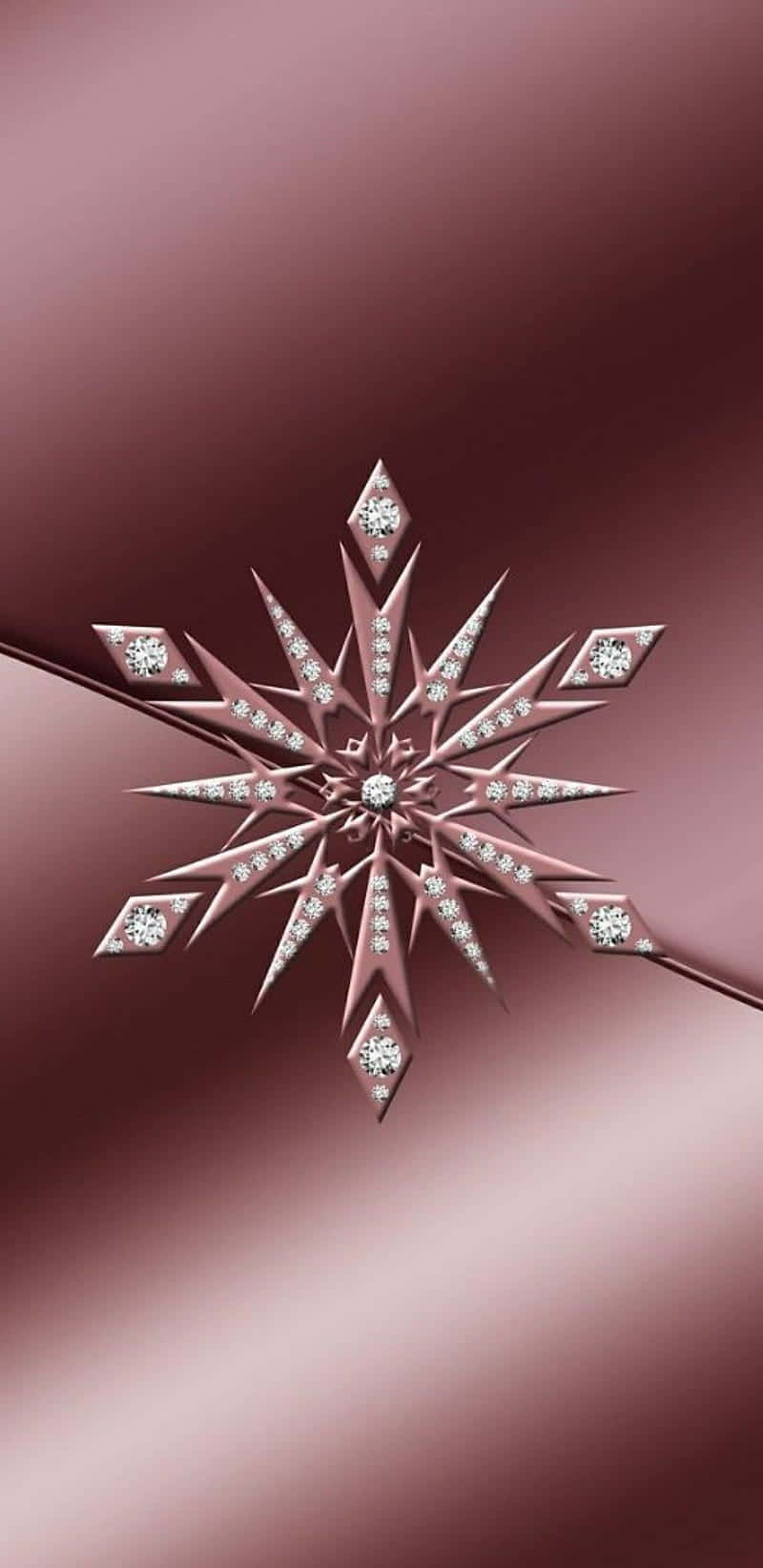 A Snowflake With Diamonds On A Pink Background Wallpaper