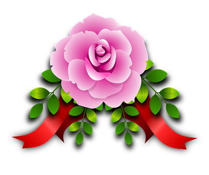 Pink Rose Graphic Black Background PNG