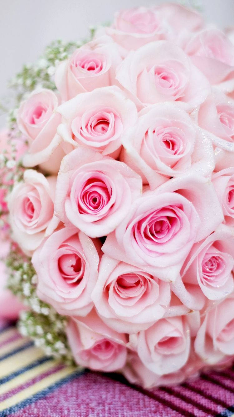 Pink Rose Iphone Bouquet Til Brylluppet Wallpaper