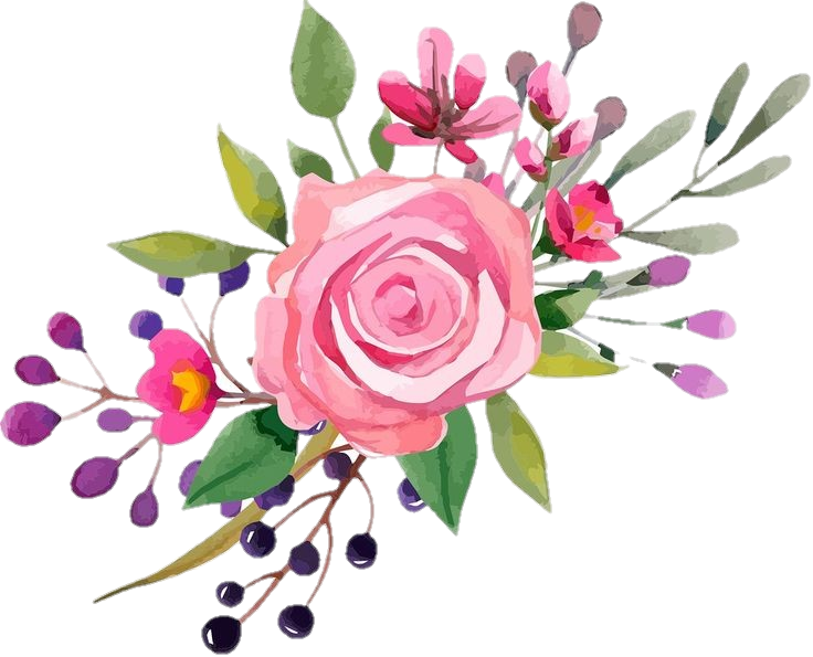 Pink Rose Watercolor Floral Arrangement PNG