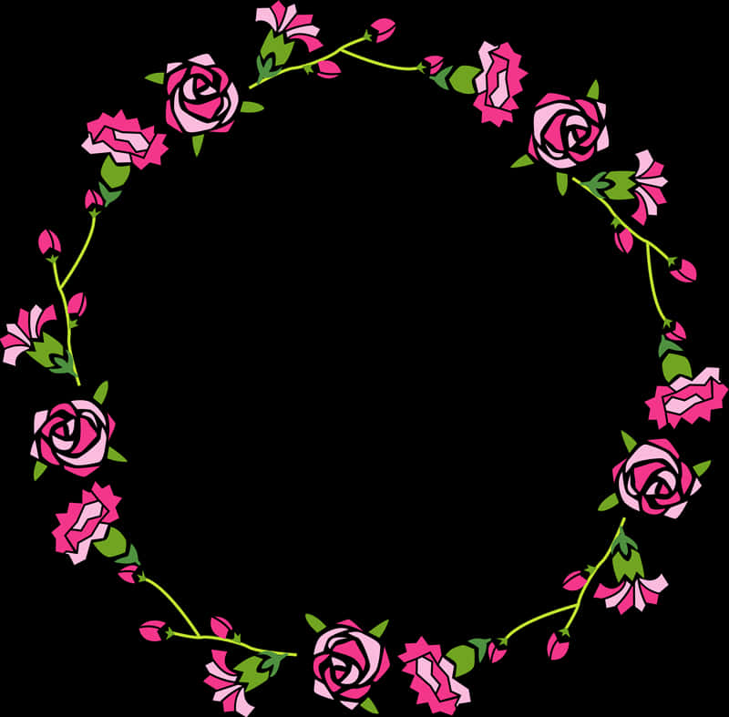 Pink Rose Wreath Vector PNG
