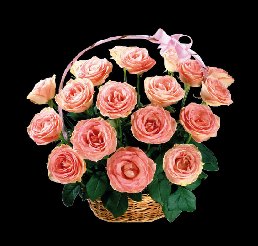 Pink Roses Basket Dia De La Madre PNG