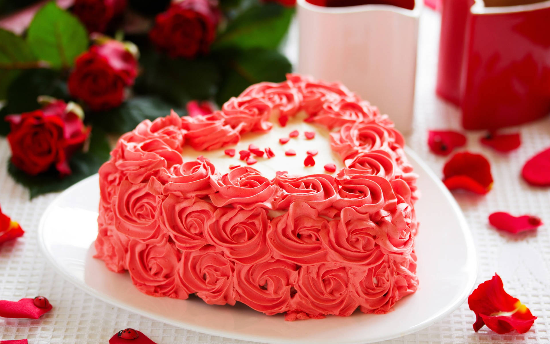 Pink Roses Cake Wallpaper