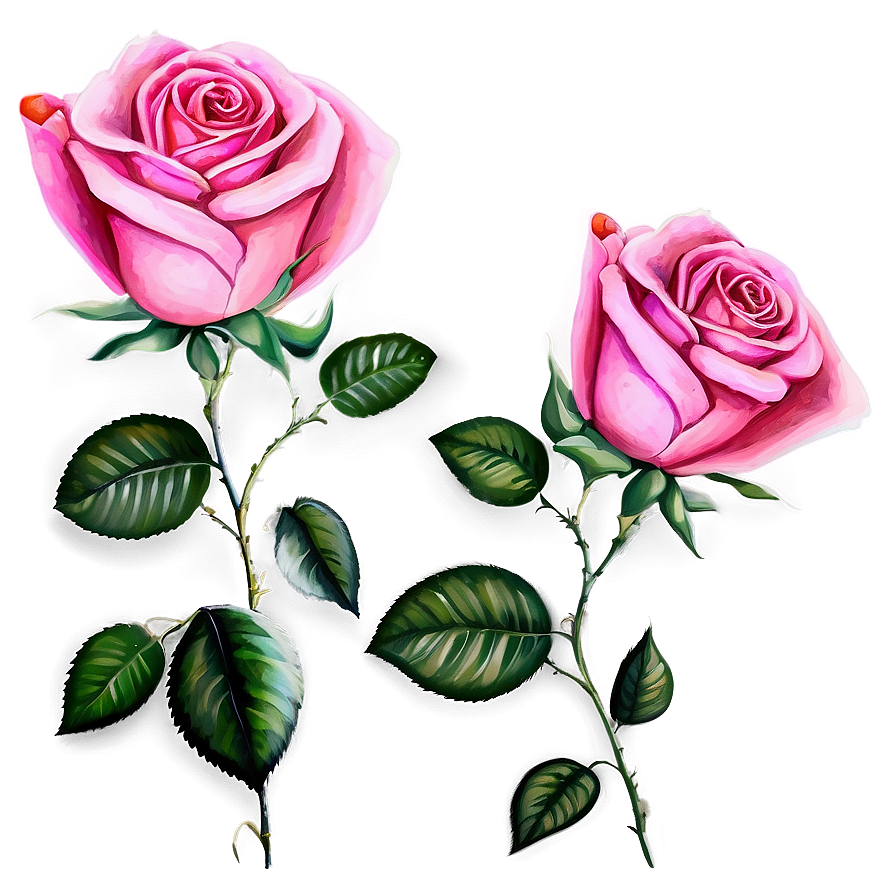 Download Pink Roses Hand Painted Png 46 | Wallpapers.com