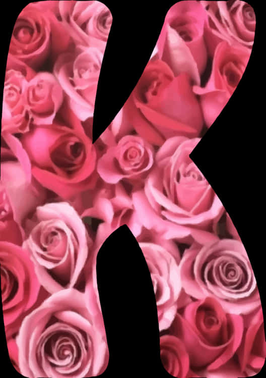 Pink Roses Letter K Design PNG