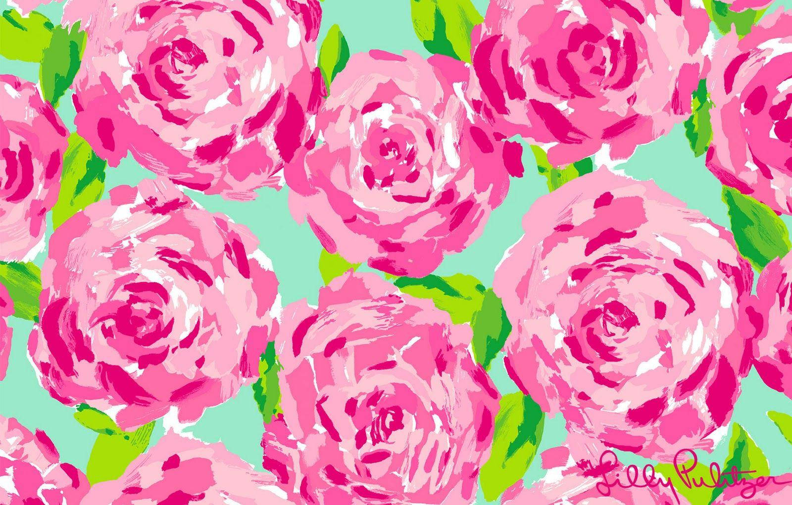 Pink Roses Lilly Pulitzer Desktop Wallpaper