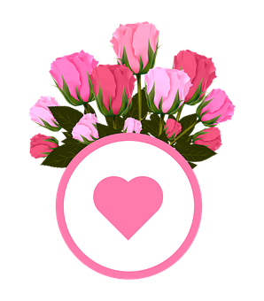 Pink Roses Love Emblem PNG