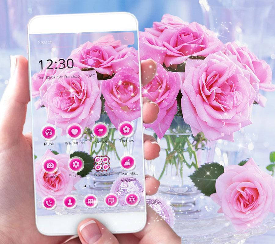 Pink Roses Screen Display Wallpaper