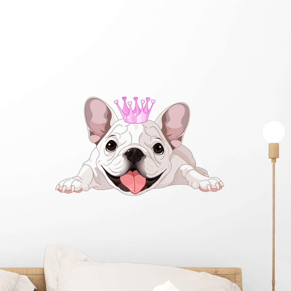 Pink Royal Princess French Bulldog Wall Decal Background
