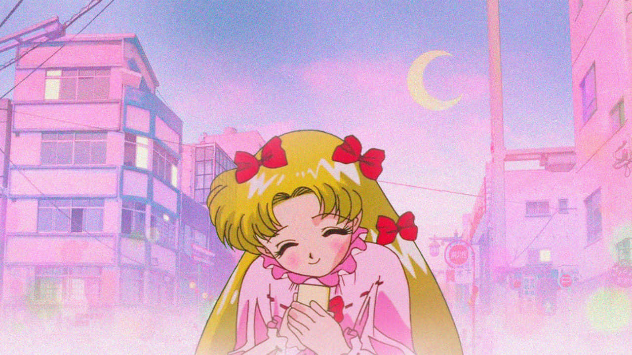 Pink Sailor Moon Blissful Moment Wallpaper