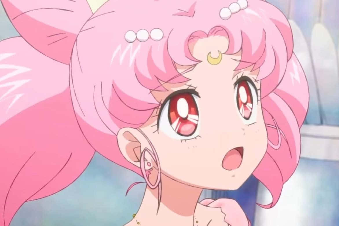 Pink Sailor Moon Character Surprised Expression Wallpaper