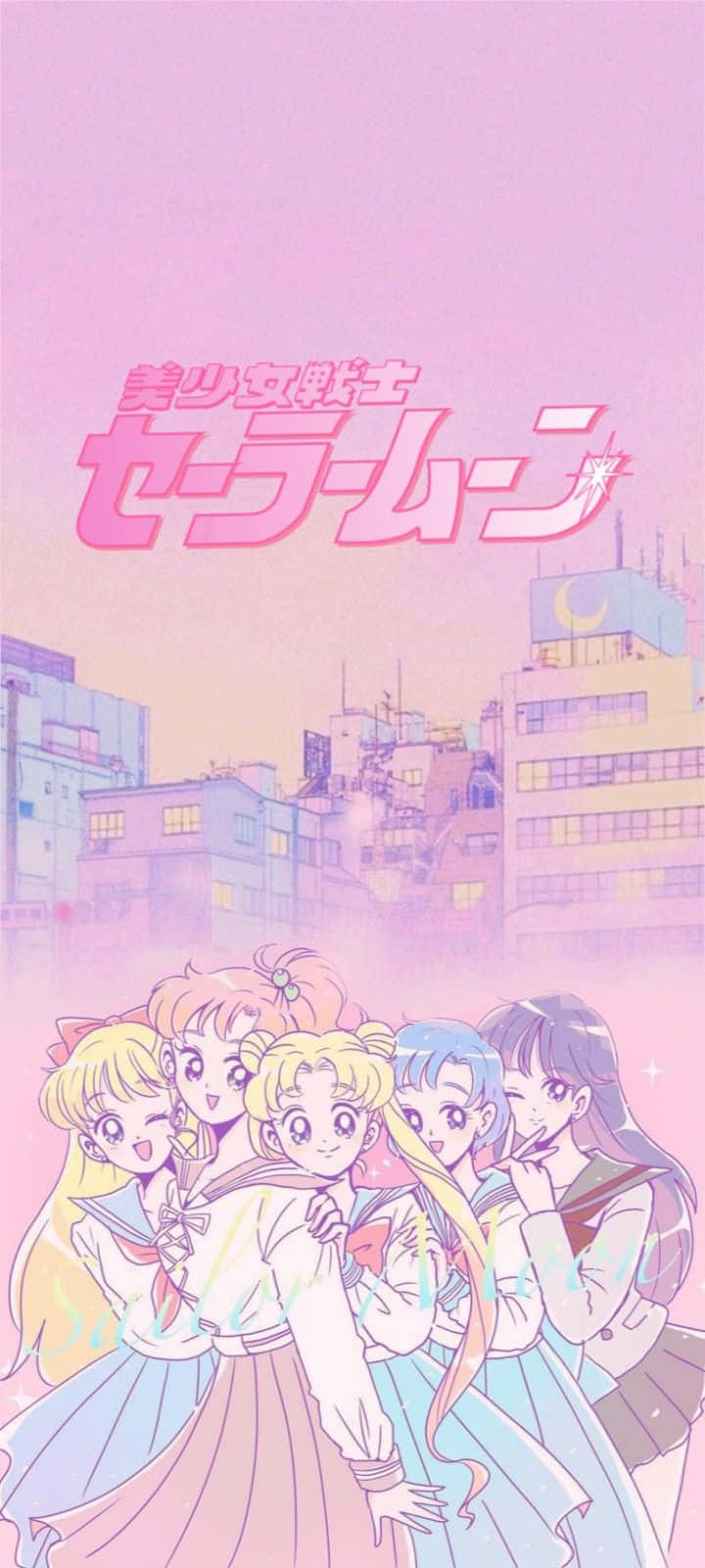 Pink Sailor Moon Group Artwork Wallpaper