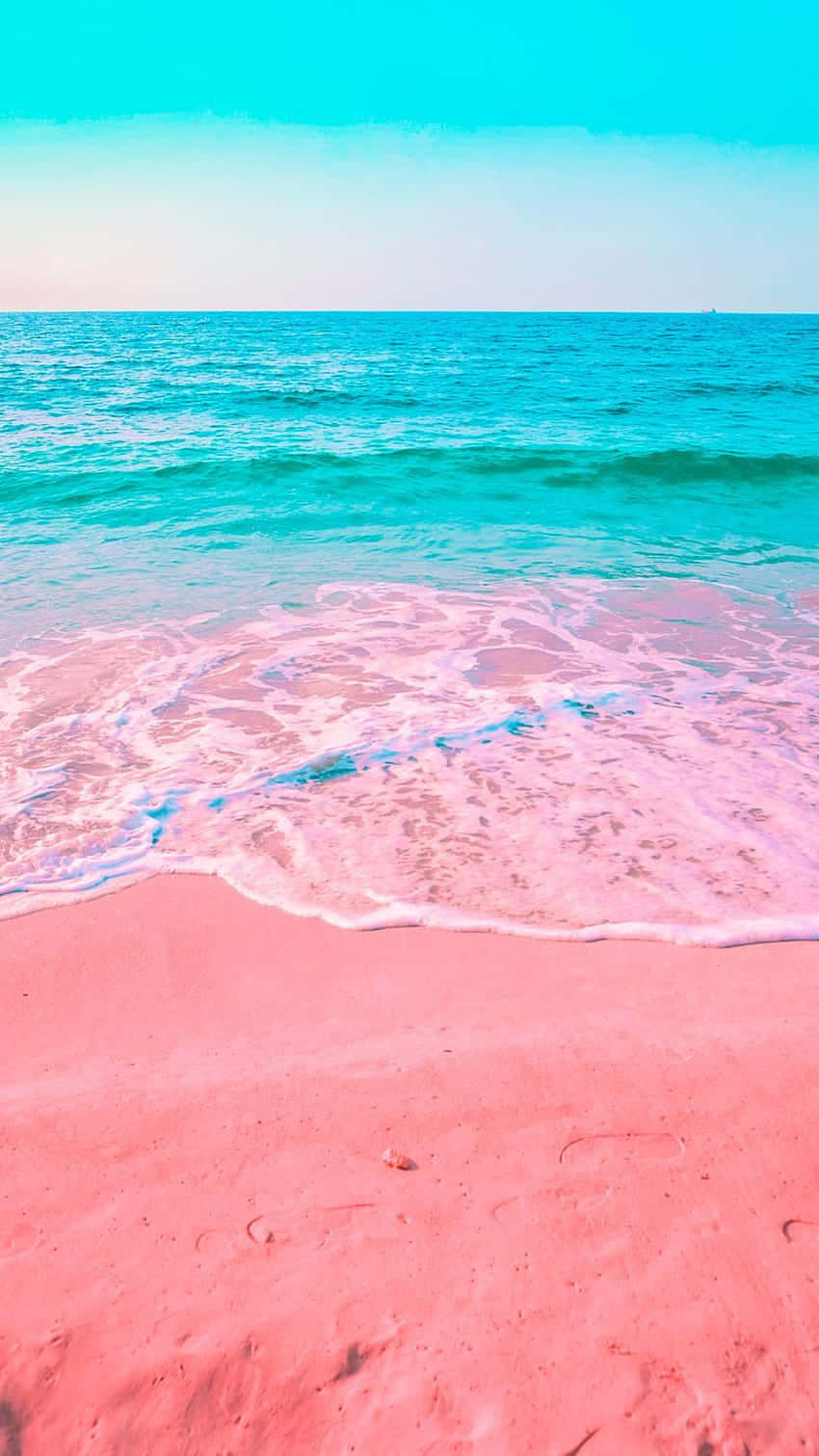Pink Sand Beach Summer Aesthetic Wallpaper