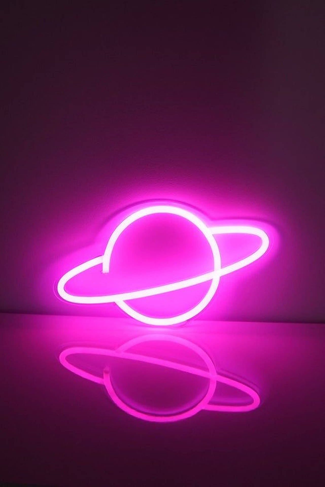 Pink Saturn Led Light Wallpaper