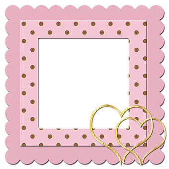 Pink Scalloped Framewith Hearts PNG