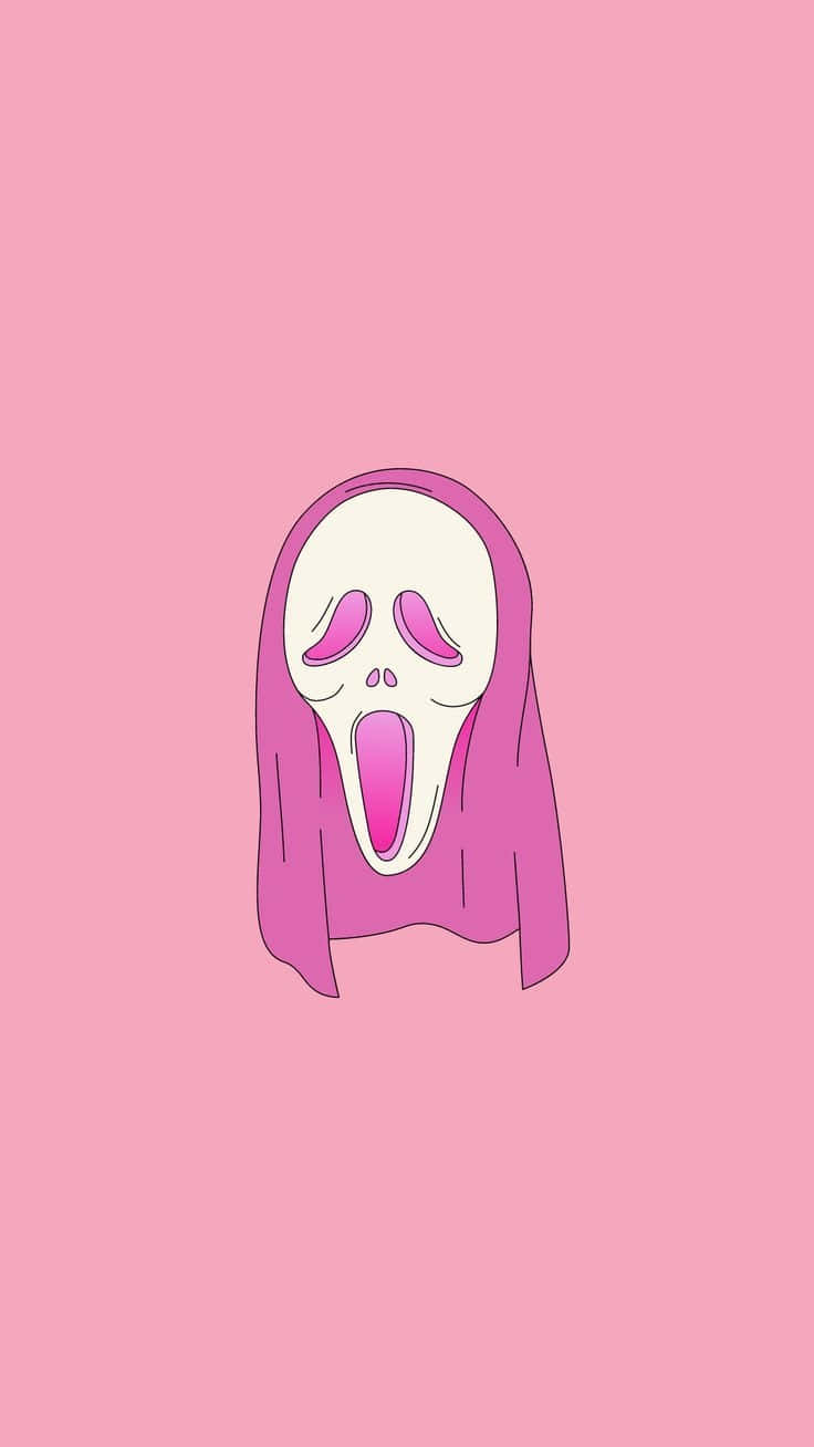 Pink Scream Cartoon Ghost Wallpaper