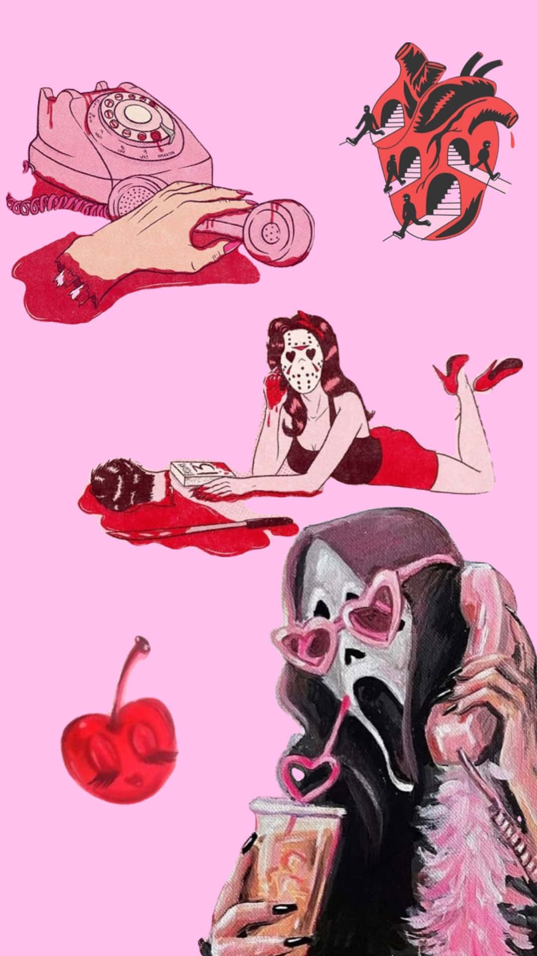 Pink Scream Pop Art Collage Wallpaper