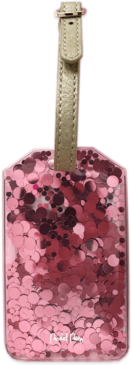 Pink Sequin Luggage Tag PNG