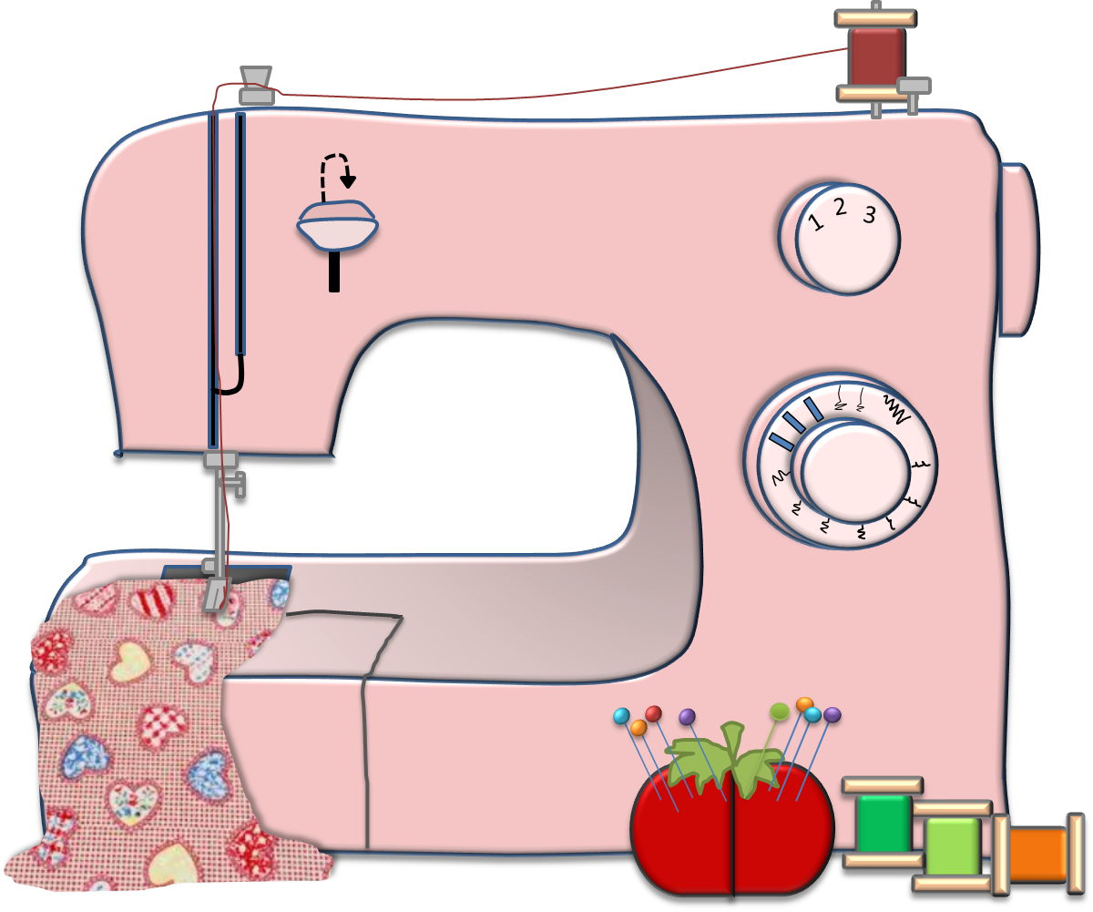 Pink Sewing Machine Illustration PNG