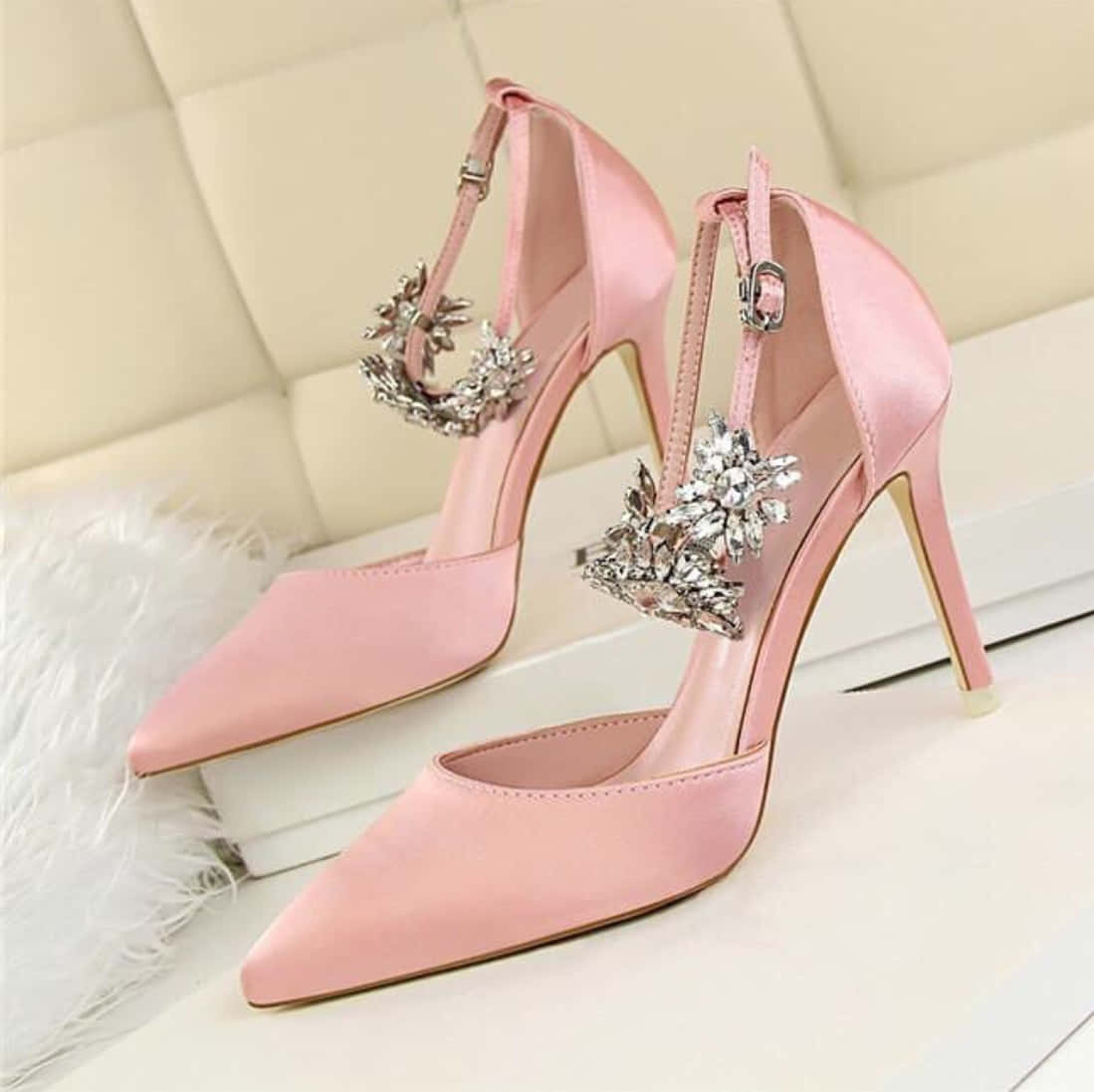 Stylish Pink Shoes on a Chic Background Wallpaper