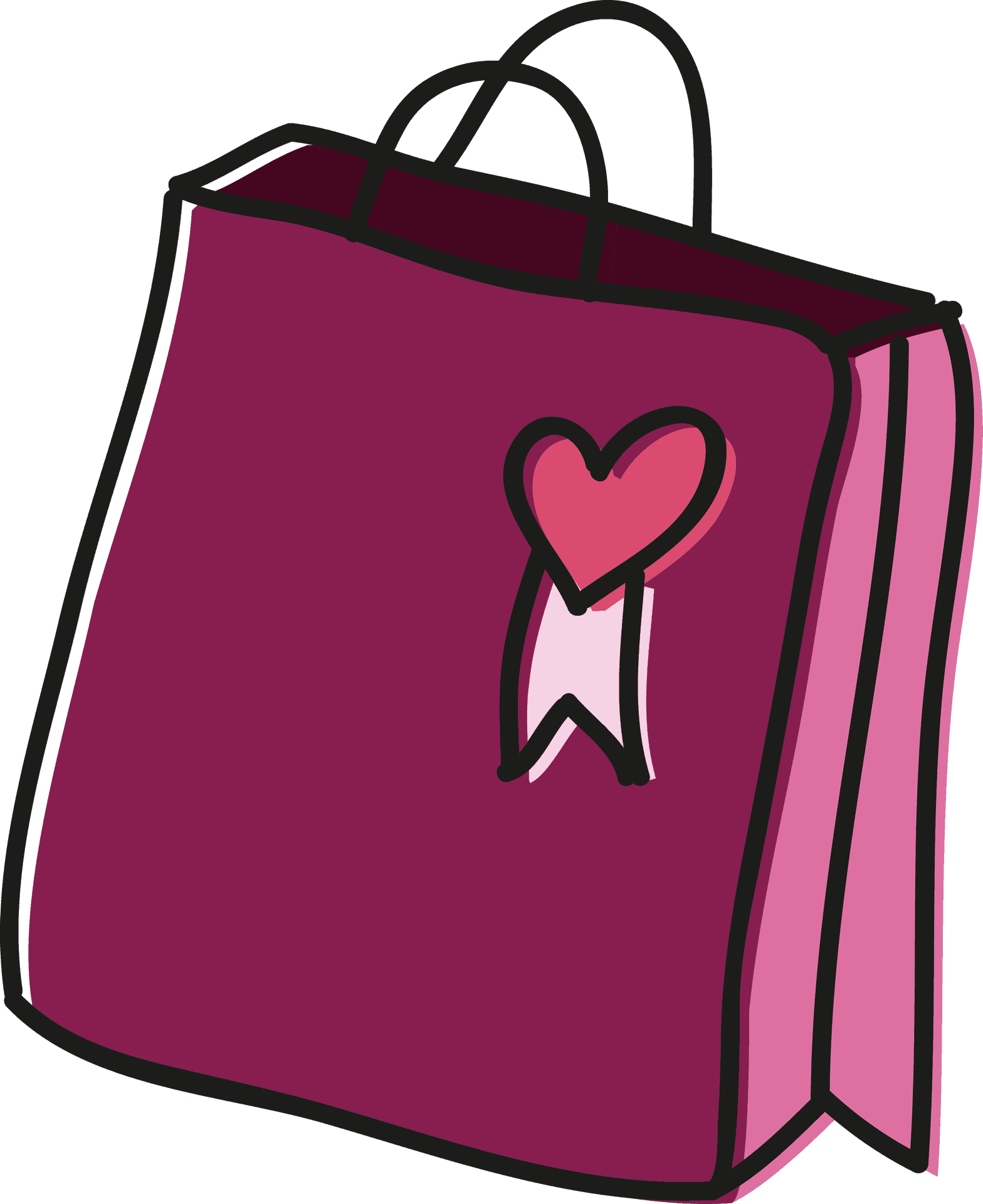 Pink Shopping Bag With Heart Design PNG